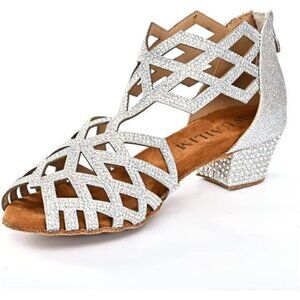 Women's Ballroom Rhinestone Dance Shoes, Latin Salsa Bachata Practice